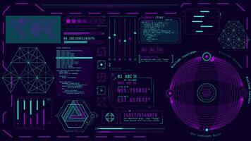 Animated high-tech interface with observation and navigation features video