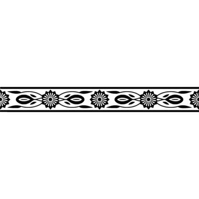 Elegant Black Floral Border, Vintage - Textile