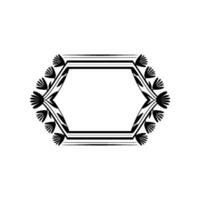 Geometric Hexagon Frame, Stylized Floral Accent vector