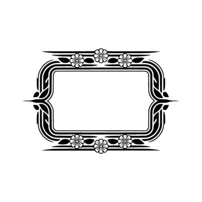 Art Deco Floral Frame, Elegant Border, Symmetry