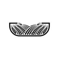 Stylized Wheat Field Emblem, Agricultural Heritage, Silhouette vector