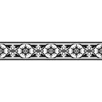 Geometric Border, Stylized Floral Pattern, Black and White vector