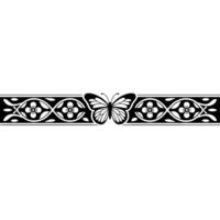 Elegant Black White Decorative Border with Butterfly Motif vector