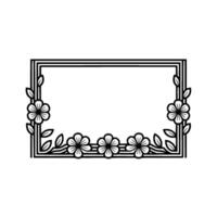 Elegant Floral Frame, Vintage Style, Minimalist, Lineart vector