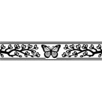 Elegant Botanical Border with Butterfly Motif vector