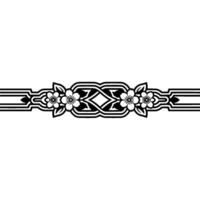 Art Deco Floral Border, Elegant Element, Monochrome vector