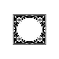 Elegant Floral Square Frame, Art Deco Style vector