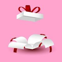 open box with red ribbon. gift design element, promotion, advertising vector