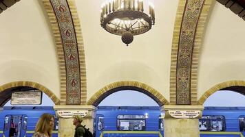 Kyiv, Ukraine, July 29, 2023, Busy metro station, crowd of people walking to work in a busy metro station in Kyiv, Ukraine. video