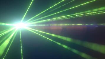 Vivid green light rays shooting from a radiant core with intense lens flares video
