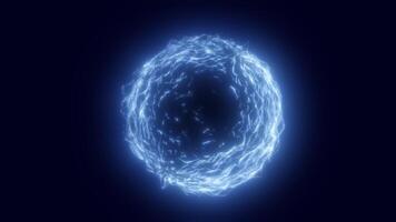 Dark blue digital sphere with flowing electric lines and glowing core, symbolizing digital current, futuristic depth, and virtual energy video