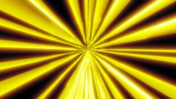 Radiant yellow and orange laser beams form a dynamic starburst pattern in a black background video