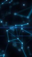 Abstract glowing digital web of connected nodes with radiant blue lines and a futuristic network pattern video