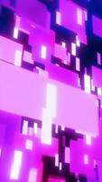 Vibrant pink and purple glowing digital blocks floating in abstract 3D space with futuristic light effects video