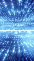 Glowing blue light particles creating a tunnel effect, suggesting motion and digital data flow video
