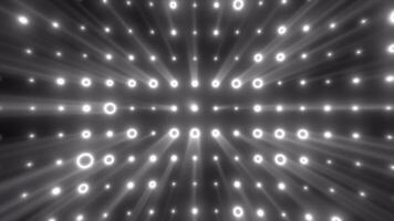 Glowing white dots and rings form a high-tech tunnel structure, with beams and blur effects creating depth and symmetry video