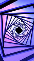 Abstract spiral of geometric shapes in vibrant pink and blue tones, forming a hypnotic tunnel effect video