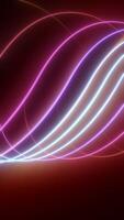 Dynamic neon arcs of pink, purple, and white light on a dark background creating a vibrant energy flow video