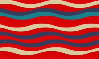 Vibrant wavy stripes in red, teal, beige, and navy create a dynamic, retroinspired pattern. Perfect for backgrounds, textiles, or website design, this image evokes feelings of energy and movement. vector