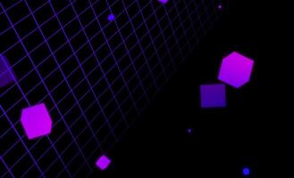 Grid With Cube Floating Blue Pink Neon video