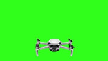 A drone hovers steadily against a vibrant green screen, showcasing smooth motion and symmetrical composition in a 19-second animation video