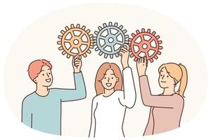 Teamwork with gears illustration vector