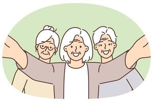 three happy seniors smiling together vector