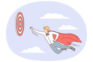 Superhero flying towards a target vector