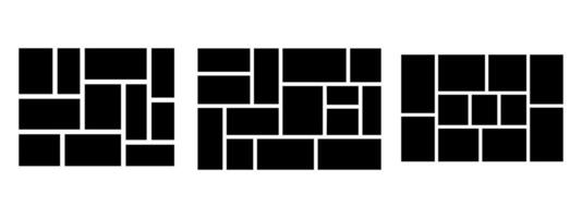 Frame and photo design for brand cards with black illustration and grid layout. Great for a mosaic moodboard or collage image with modern feel. vector