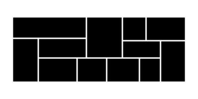 Brand photo or card design with frame, illustration and black grid layout. A perfect mosaic template for collage or moodboard-style image display. vector