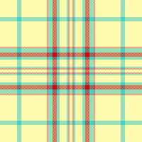 Vibrant plaid pattern. Traditional Scottish tartan design with red, turquoise, and yellow. Suitable for fabric, fashion, textile, or background applications. vector
