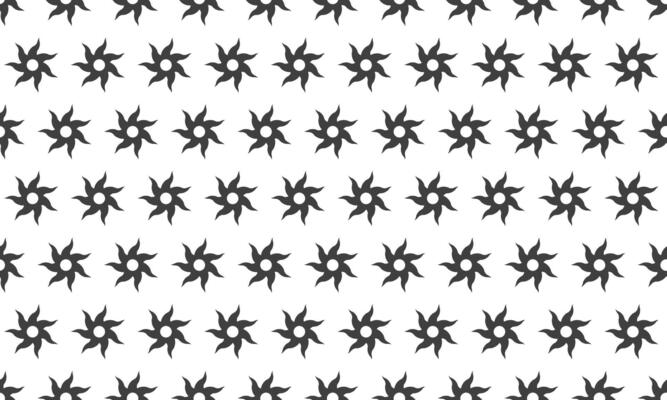 Geometric sunburst pattern. Repeating minimalist design featuring dark gray stylized suns on a white background. Perfect for website backgrounds, textiles, or graphic design projects.