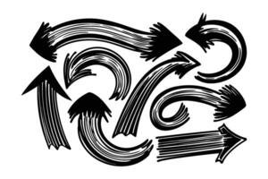 Bold Curved Brush Arrows Hand-Drawn Icons for Artistic Motion and Direction Design vector