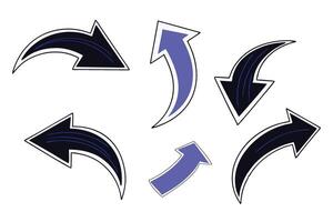 Curved Arrow Pack Bold Black and Blue Direction Icons for UI and Infographics vector