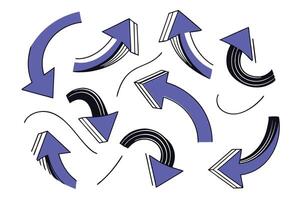 Curved Sketch Arrow Set Hand Drawn Style Direction Icons for Creative Design vector