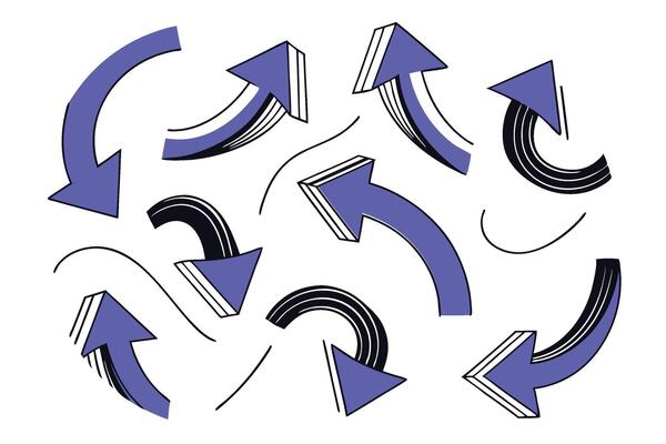 Curved Sketch Arrow Set Hand Drawn Style Direction Icons for Creative Design