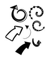 Hand Drawn Curved Arrow Set Doodle Style Directional Arrows Collection on White Background vector