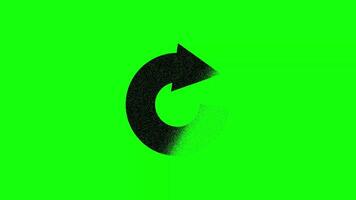 Clockwise rotating grunge style arrow on a vibrant green chroma key background video