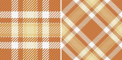 Two seamless autumnal plaid patterns in warm earth tones. Perfect for fallthemed designs, textile prints, and website backgrounds. vector