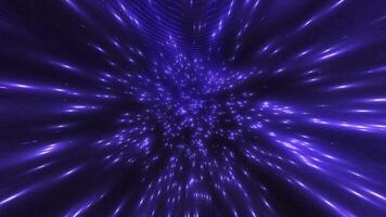 A futuristic tunnel of glowing blue-violet flickering digital particles. Dynamic movement creating the effect of a digital portal. Perfect for sci-fi projects, virtual reality or abstract backgrounds video