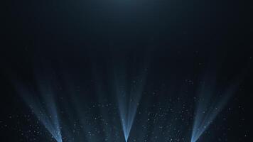 Elegant blue spotlight beams and floating particles on a dark background. Perfect for stage scenes, award shows, intros, cinematic trailers, or luxury-themed projects. video