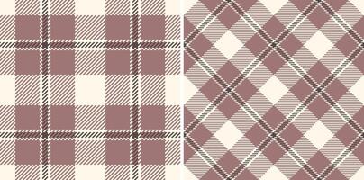 Elegant duo of mauve and cream plaid patterns. Perfect for textile design, fashion, home decor, or website backgrounds. Versatile and stylish, these seamless textures offer a sophisticated touch. vector