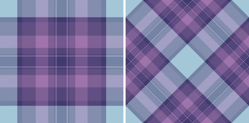 Elegant pastel purple and blue plaid patterns. Perfect for textile design, fashion, wrapping paper, or website backgrounds. These versatile seamless textures offer a soft, sophisticated aesthetic.