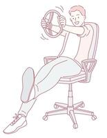 Person simulating driving in a chair vector
