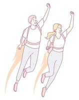 This dynamic duo is soaring high with vibrant energy and boundless enthusiasm for life vector