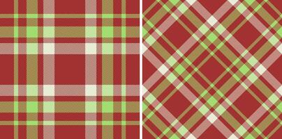 Vibrant red, green, and cream plaid patterns, perfect for textile design, apparel, or holiday projects. vector