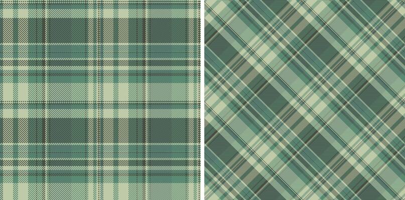 Two elegant green and beige plaid patterns, perfect for textile design, apparel, or website backgrounds.