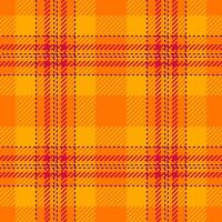 Vibrant orange and red plaid pattern. Perfect for autumnal designs, textile prints, or website backgrounds. This bold, seamless texture evokes warmth and energy. vector