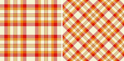 Vibrant red orange plaid patterns. Perfect for textile designs, packaging, website backgrounds, and more. Classic yet modern, these seamless textures offer versatility and visual appeal. vector