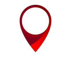 Elegant location pin with red gradient. Ideal for mapping applications, travel guides, presentations. Represents destination, place geographic info. vector